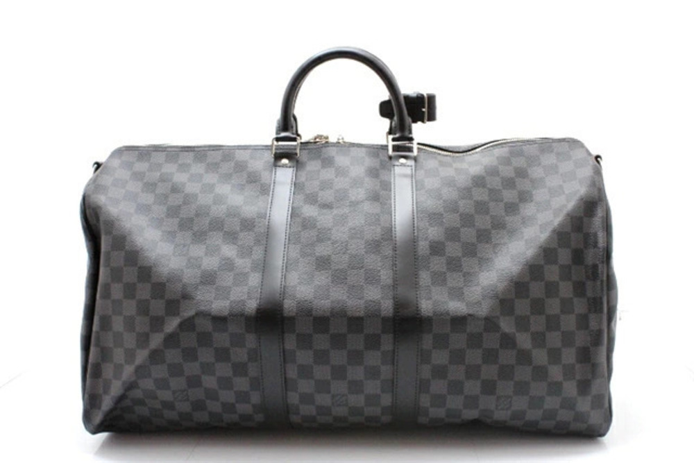 LOUIS VUITTON Keepall Bandouliere Boston Bag Damier Graphite Black